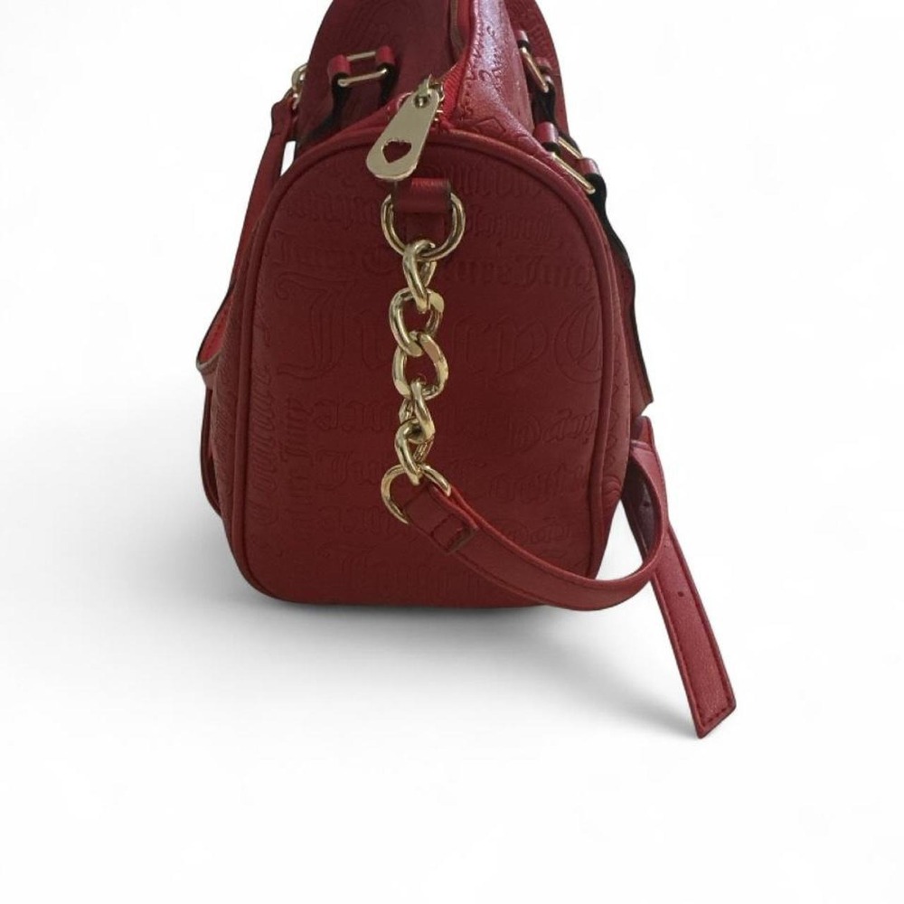 Juicy Couture Satchel Bag Womens Medium Red Embossed Logo Crossbody - Picture 7 of 8